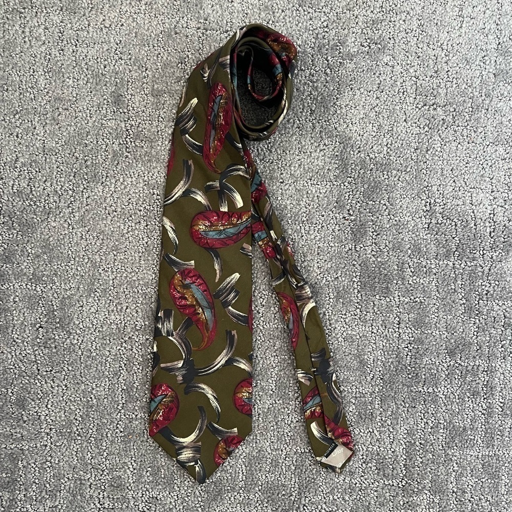 Christian Dior Monsieur Vintage Abstract Print Silk Tie